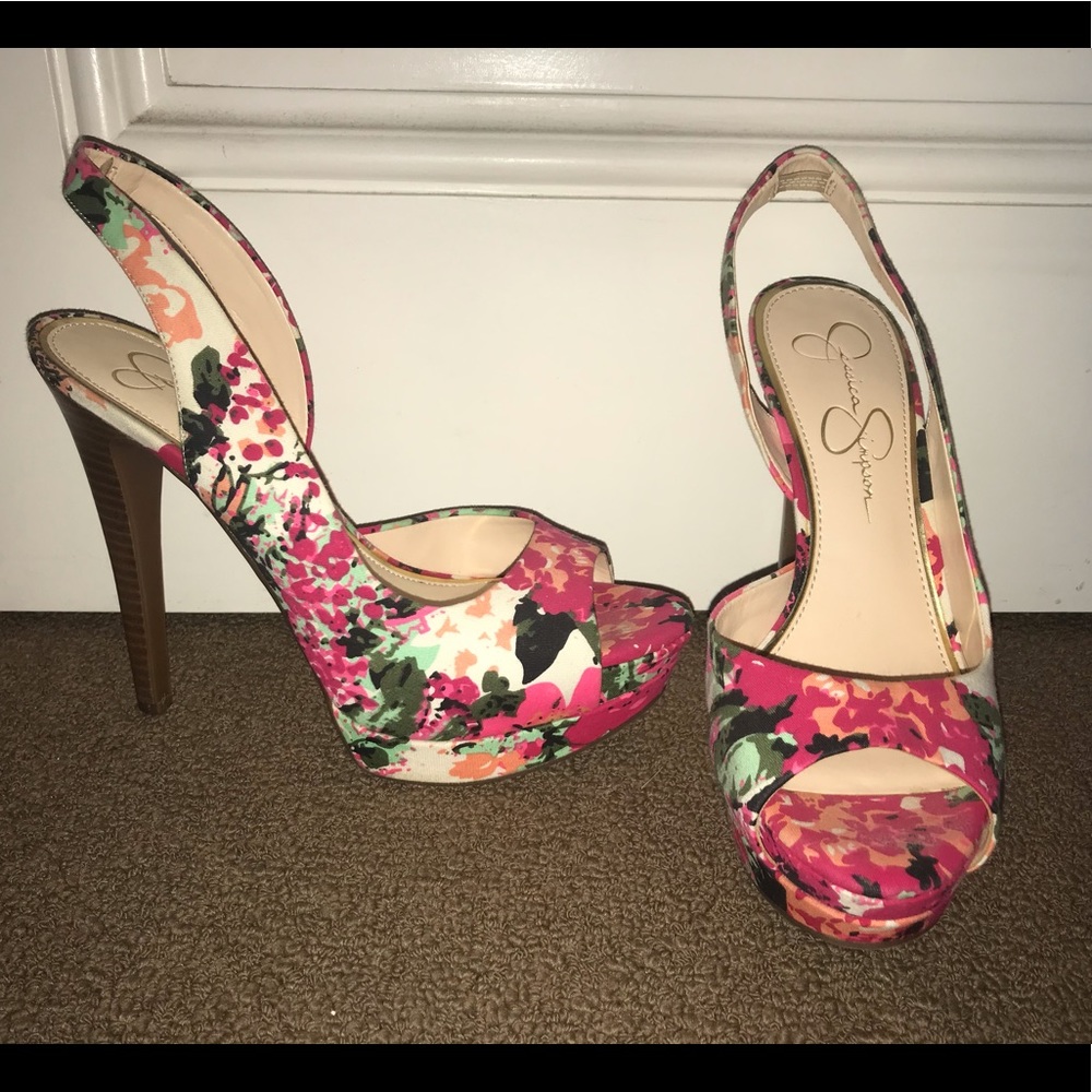 Jessica Simpson floral heels women’s size 6